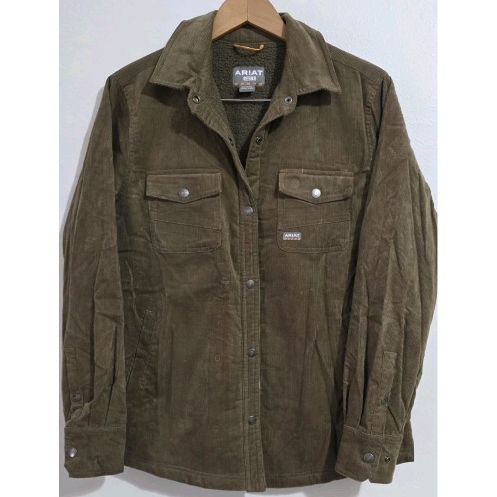 NEW Ariat Woman Rebar Sherpa Lined Corduroy Shirt Jacket Sz M Work Outdoor Heavy